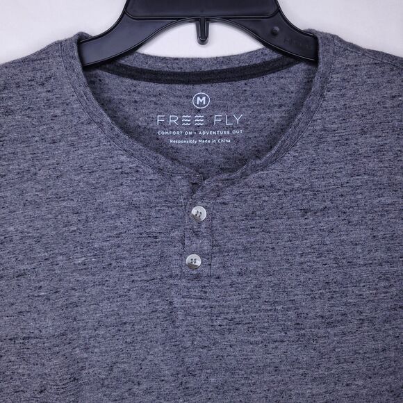 Free Fly Henley Shirt Mens Medium Gray Fishing Bamboo - Picture 2 of 11